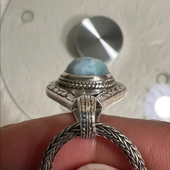 Luxury Artisan of Bali Larimar Pendant, Artisan-Crafted in Solid Sterling Silver - Picture 9 of 16